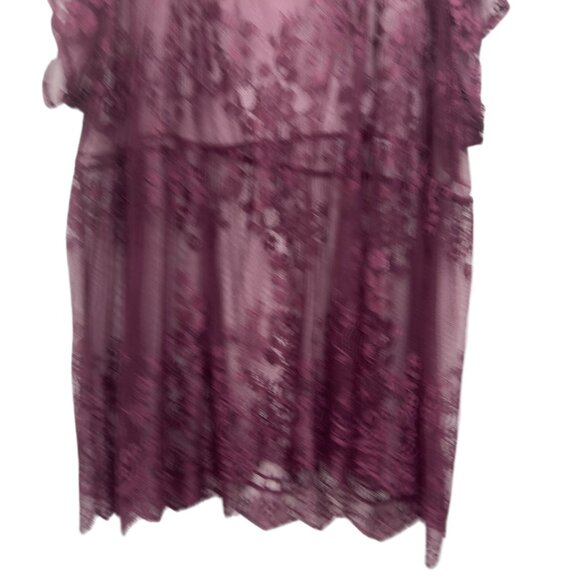 Torrid Chart SZ 6  Womens Sheer Burgundy Floral Lace Tunic Top/Beach Coverup - Picture 14 of 15